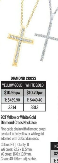 Chrisco Hampers 9Ct Yellow Or White Diamond Cross Necklace offer