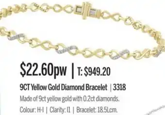 Chrisco Hampers 9Ct Yellow Gold Diamond Bracelet offer