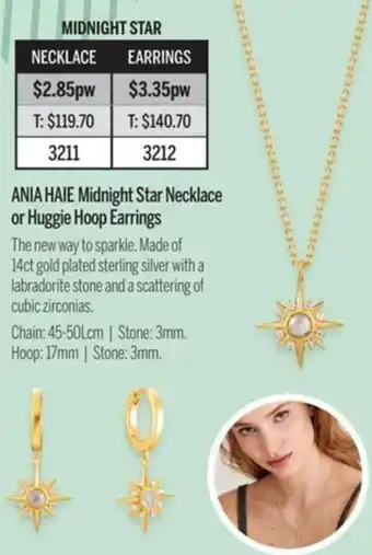 Chrisco Hampers Ania Haie Midnight Star Necklace Or Huggie Hoop Earrings offer