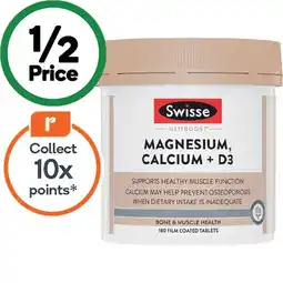 Woolworths Swisse Ultiboost Magnesium, Calcium + D3 Tablets Pk 180 offer