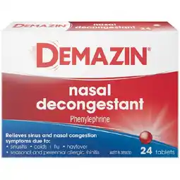 Woolworths Demazin Nasal Decongestant Tablets Pk 24 offer