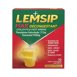Woolworths Lemsip Max Lemon Decongestant Pk 10 offer