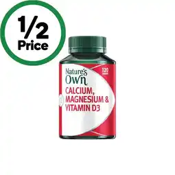 Woolworths Nature’s Own Calcium, Magnesium & Vitamin D3 Tablets Pk 120 offer