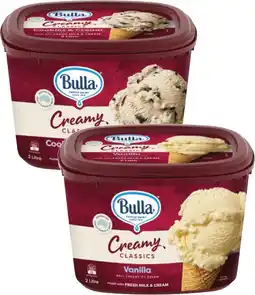 Coles Bulla Creamy Classics Ice Cream Tub 2 Litre offer