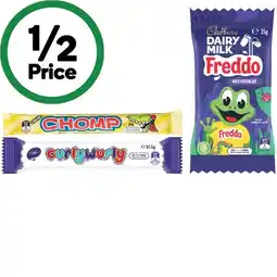 Woolworths Cadbury Freddo or Caramello Koala 35g, Chomp Bar 30g or Curly Wurly 21.5g offer