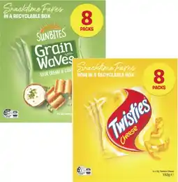Coles Sunbites Grain Waves or Twisties 8 Pack 152g-176g offer