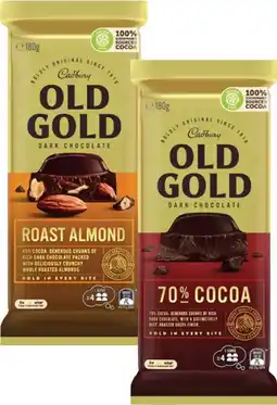 Coles Cadbury Old Gold Block Chocolate 170g-180g offer