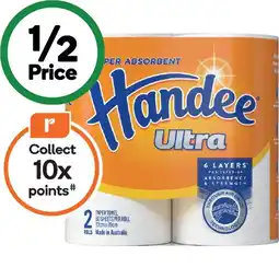 Woolworths Handee Ultra Paper Towel Pk 2 offer