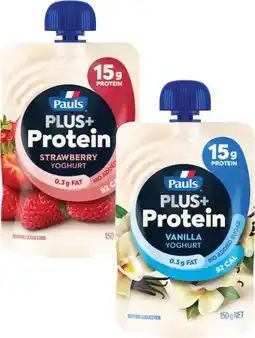 Coles Pauls Plus Protein Yoghurt Pouch 150g offer