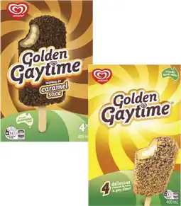 Coles Streets Golden Gaytime Sticks 4 Pack 400mL offer