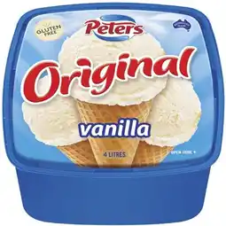 Coles Peters Original Ice Cream Tub 4 Litre offer