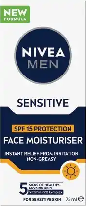 Coles Nivea Men Sensitive Protect Moisturiser SFP15 75mL offer