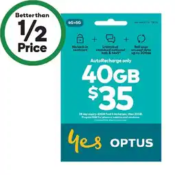 Woolworths Optus $35 SIM Starter Kit (AutoRecharge Required)¥ offer
