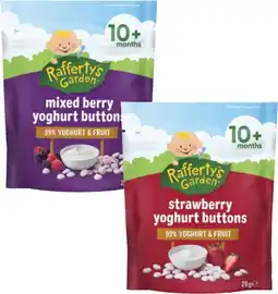 Coles Rafferty's Garden Yoghurt Buttons Strawberry or Mixed Berry 28g offer