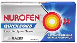 Coles Nurofen QuickZorb Ibuprofen Caplets 12 Pack offer