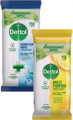 Coles Dettol Multipurpose Disinfectant Wipes 110 Pack offer