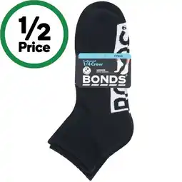 Woolworths Bonds Men’s Socks 1/4 Crew Assorted Pk 3 offer