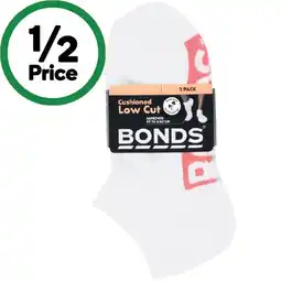 Woolworths Bonds Ladies’ Cushioned Low Cut Socks Assorted Pk 3 offer