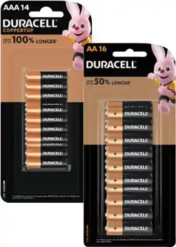 Coles Duracell Coppertop Batteries AA 16 Pack or AAA 14 Pack offer