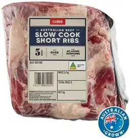 Coles Coles Australian No Added Hormones Beef Slow Cook Short Ribs offer