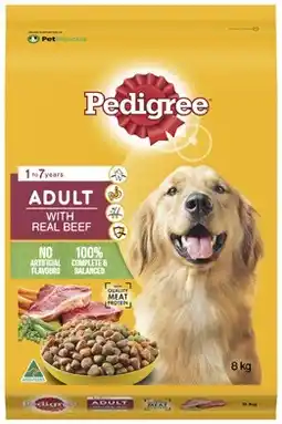 Coles Pedigree Dry Dog Food 8kg offer