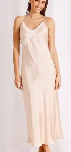 Myer Chloe & Lola Signature Satin Long Chemise - Ecru offer