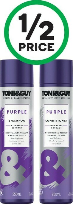 Woolworths Toni & Guy Purple Shampoo or Conditioner 250ml offer