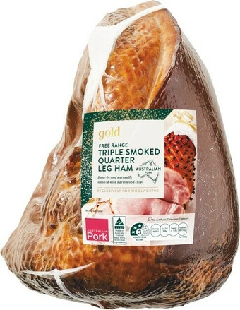 Woolworths Gold Free Range Triple Smoked Quarter Leg Ham offer
