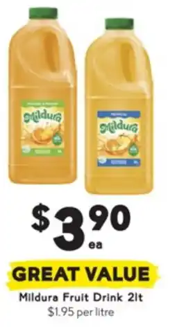 Drakes Mildura Fruit Drink offer