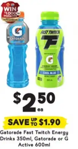Drakes Gatorade Fast Twitch Energy Drinks, Gatorade or G Active offer