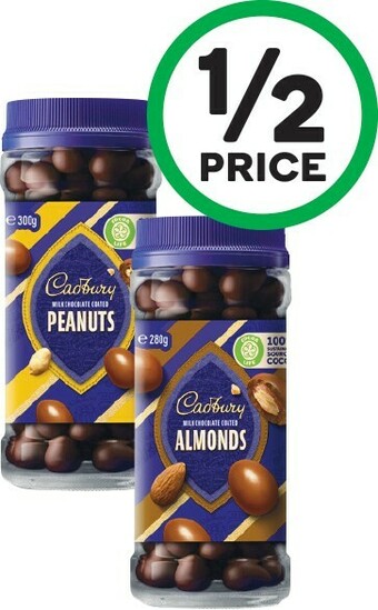 Woolworths Cadbury Chocolate Coated Fruit & Nut Varieties 280-340g offer