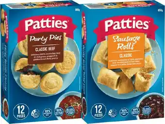 Woolworths Patties Party Pies 560g or Patties Party Sausage Rolls 450g offer