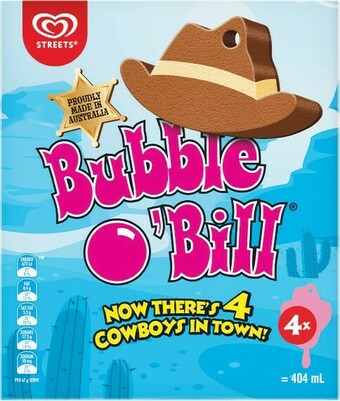 Woolworths Streets Bubble O Bill 404ml Pk 4 offer