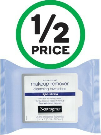 Woolworths Neutrogena Makeup Removal Facial Wipes or Night Calming Facial Wipes Pk 25 offer