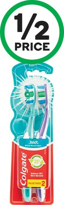 Woolworths Colgate 360 Whole Mouth Clean Toothbrush Pk 2 offer