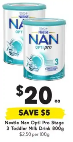 Drakes Nan Opti Pro Stage 3 Toddler Milk Drink offer
