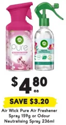 Drakes Air Wick Pure Air Freshener Spray or Odour Neutralising Spray offer