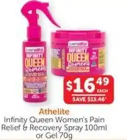 WHOLELIFE catalogue Infinity Queen Women's Pain Relief & Recovery Spray or Gel offer