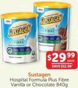WHOLELIFE catalogue Hospital Formula Plus Fibre Vanilla or Chocolate offer