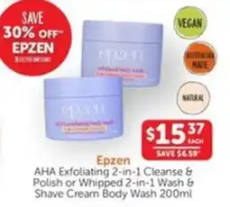 WHOLELIFE catalogue AHA Exfoliating 2-in-1 Cleanse & Polish or Whipped 2-in-1 Wash & Shave Cream Body Wash offer