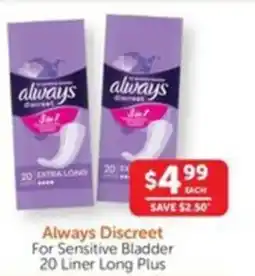 WHOLELIFE catalogue Discreet For Sensitive Bladder Long Plus offer