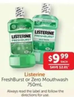 WHOLELIFE catalogue Listerine FreshBurst or Zero Mouthwash offer
