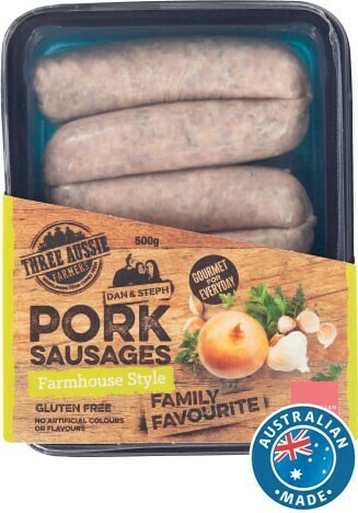 Coles Three Aussie Farmers Sausages 500g offer