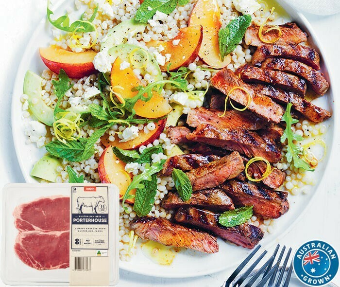 Coles No Added Hormones Beef Porterhouse Steak 2 Pack 480g offer at Coles