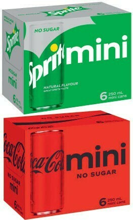 Coles Coca-Cola, Fanta or Sprite Mini Soft Drink 6x250mL offer