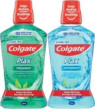 Coles Colgate Plax Peppermint or Freshmint Mouthwash 500mL offer