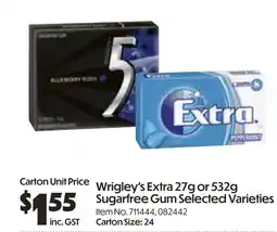 Campbells Wholesale Wrigley's Extra or Sugarfree Gum offer