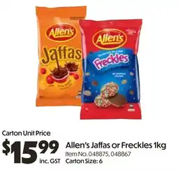 Campbells Wholesale Allen's Jaffas or Freckles offer