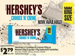 Hershey's Cookies N Creme or Reese's Big Cup Bar