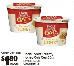 Campbells Wholesale Creamy Honey Oats Cup offer